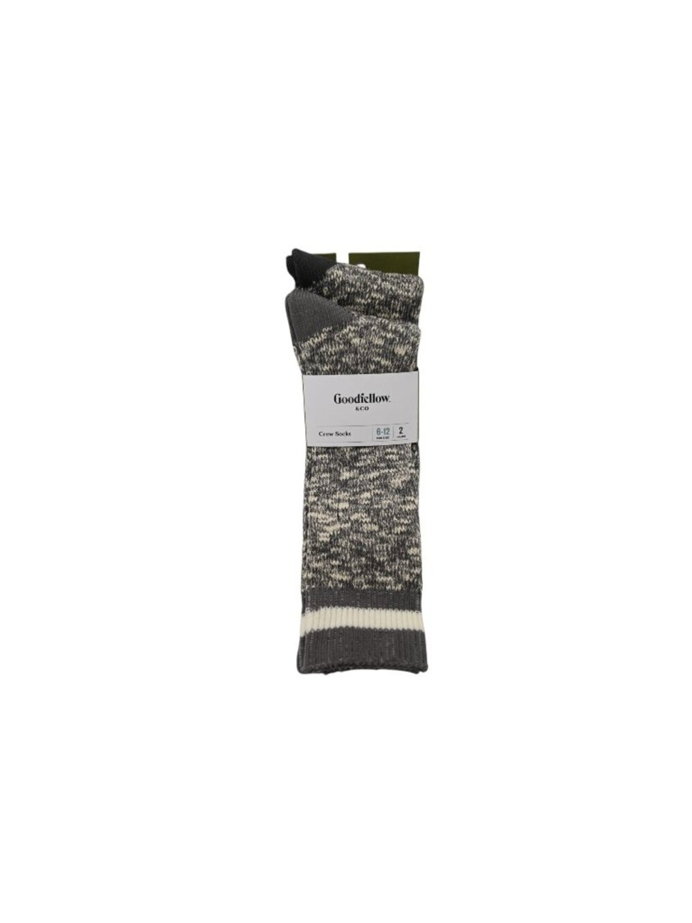 NIP Goodfellow & Co 2 Pairs Crew Socks Shoe Sz 6-12 Light Gray Marled Knit